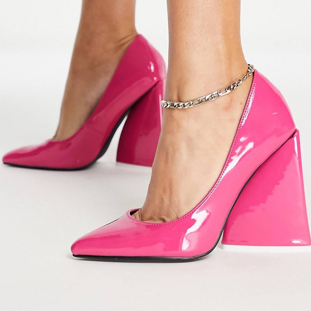 dusty pink block heels